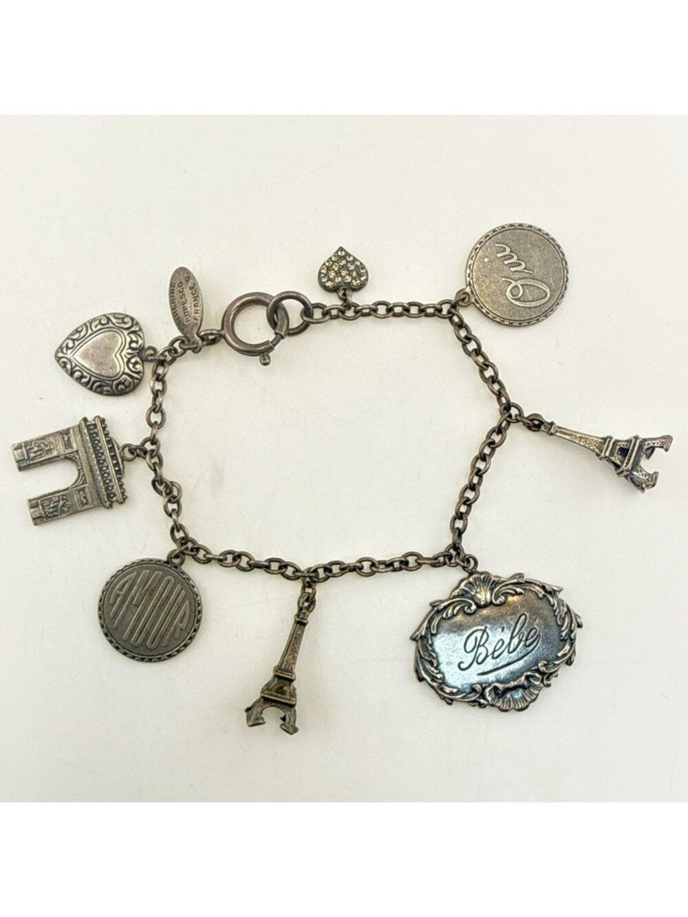 Catherine Popesco Bracelet Charm Paris French Eiffel Tower Arc de Triomphe Heart